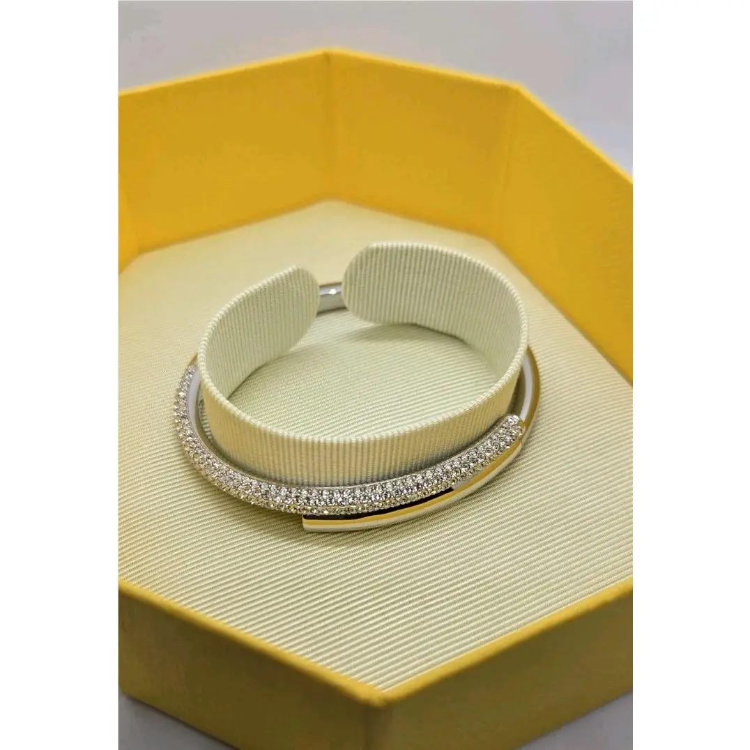 ​swarovski Dextera Bangle 5674981 Clear Crystals Rhodium Plated Size L