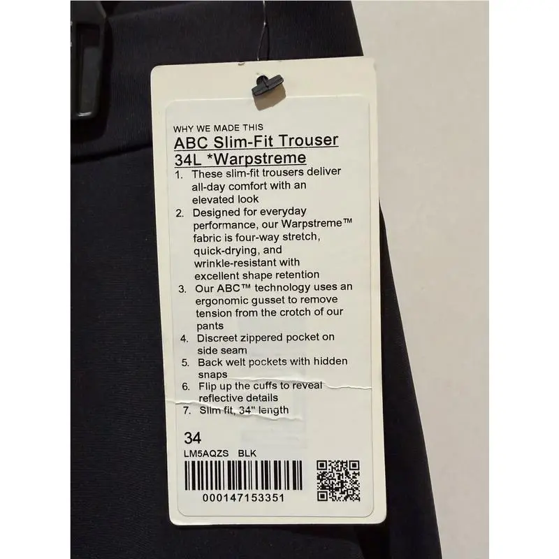 Lululemon clothing - ABC Classic-Fit Trouser - ABC Trouser - LM5AQZS BLK - Black 0