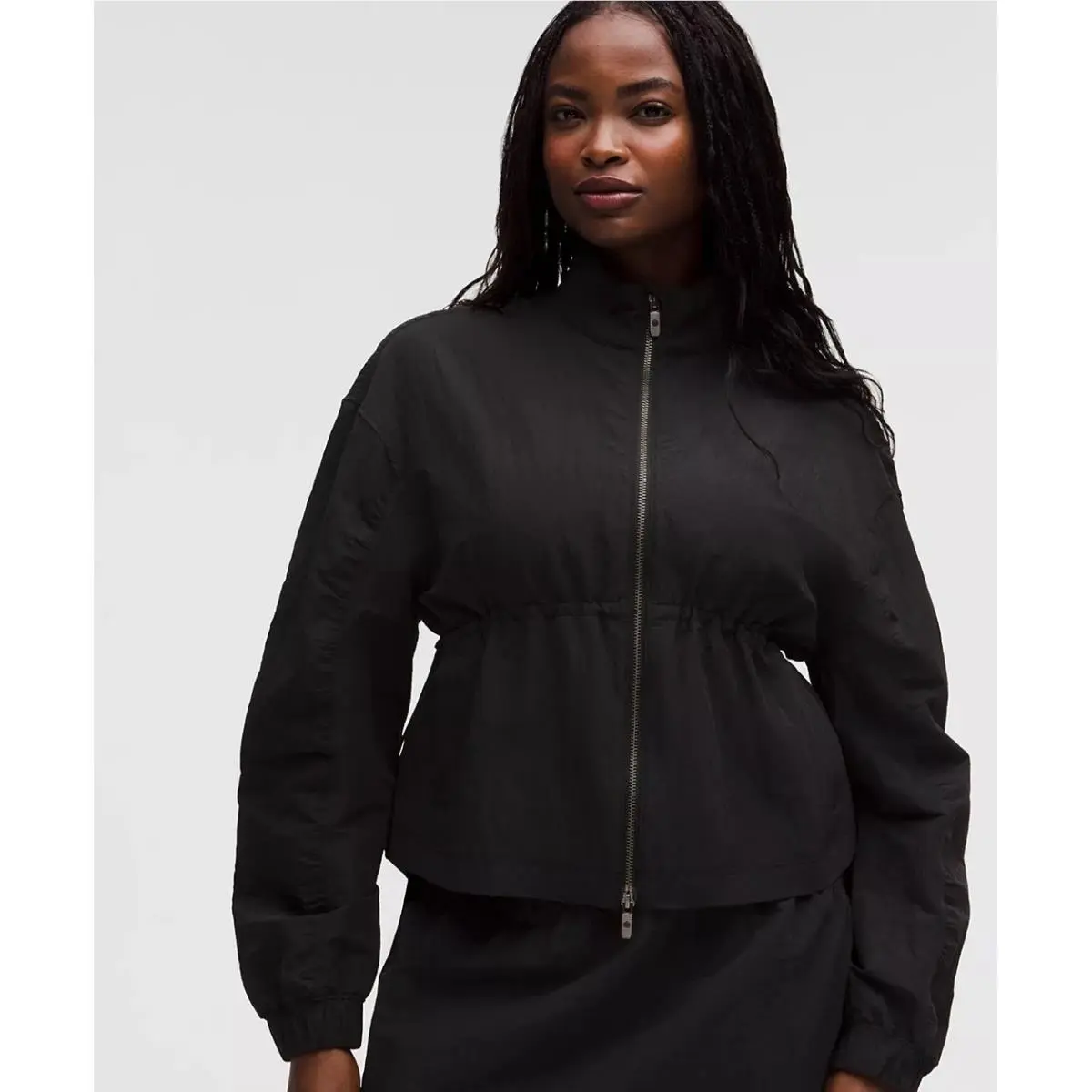 Lululemon Crinkle Nylon Cinchable Lightweight Zip Up Jacket Drawstring Waist XL