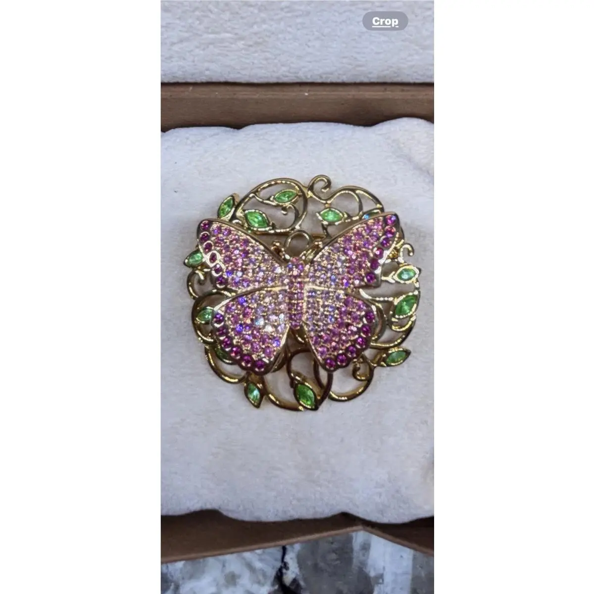 Costume Jewelry Gold-tone Crystal Butterfly Pin W/box Cert by Swarovski