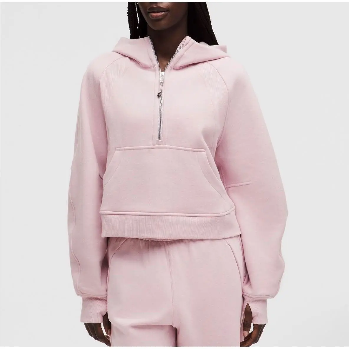 Lululemon Hoodie Half Zip Scuba Oversized Porcelain Pink M L