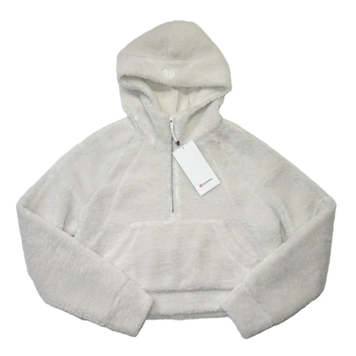 Lululemon Scuba Oversized Half Zip Fleece Hoodie in White Opal Xs/s