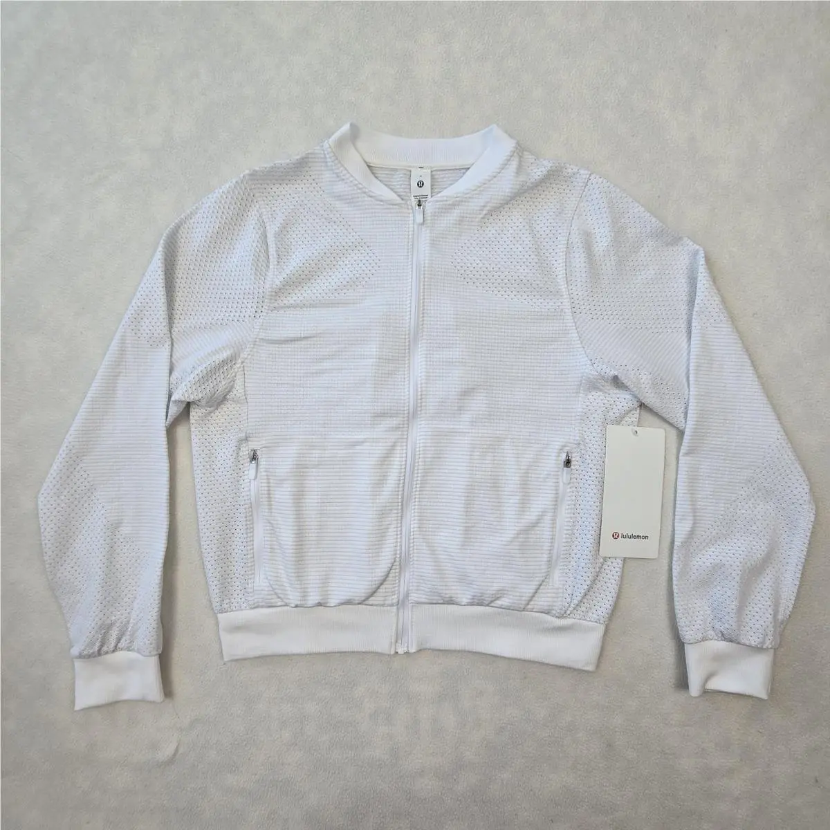 Lululemon Swiftly Midweight Full Zip Jacket Womens 4 White Mesh Running Gym