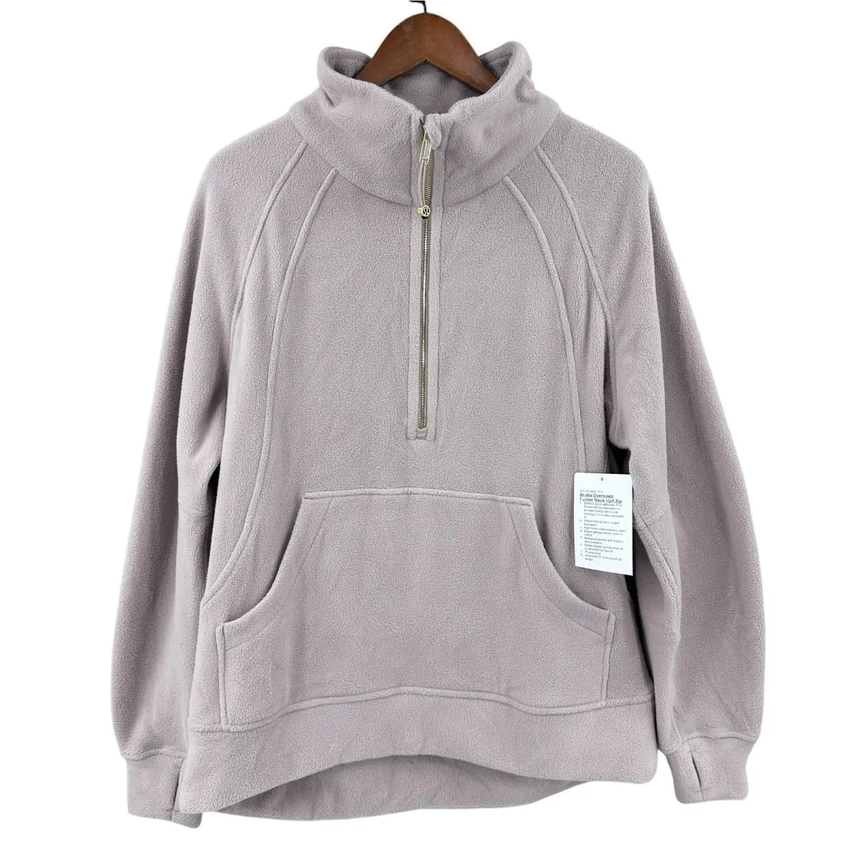 Lululemon Scuba Tumbled Fleece Funnel Neck Half Zip Pink Womens M/l X337
