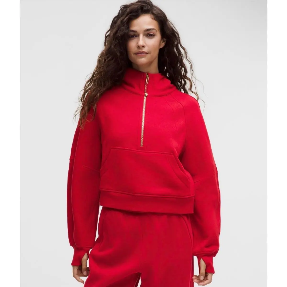 Lululemon Hoodie Scuba Half Zip Oversized Oxford Red Gold XL Xxl