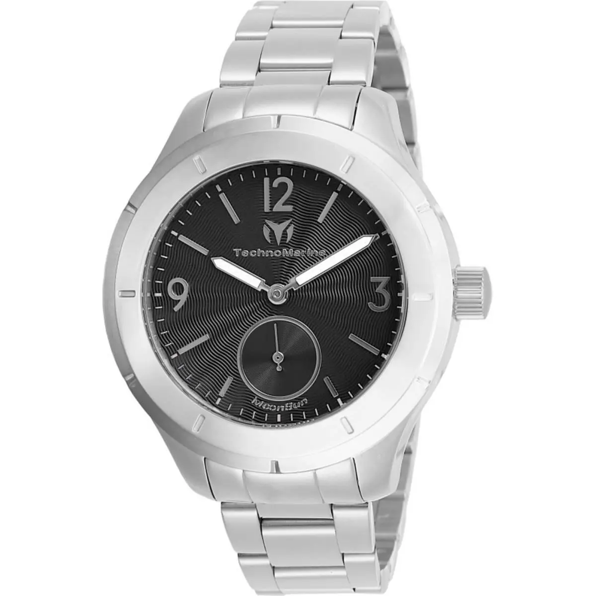 Technomarine Men`s Watch Moonsun Black Dial Stainless Steel Bracelet TM-818005