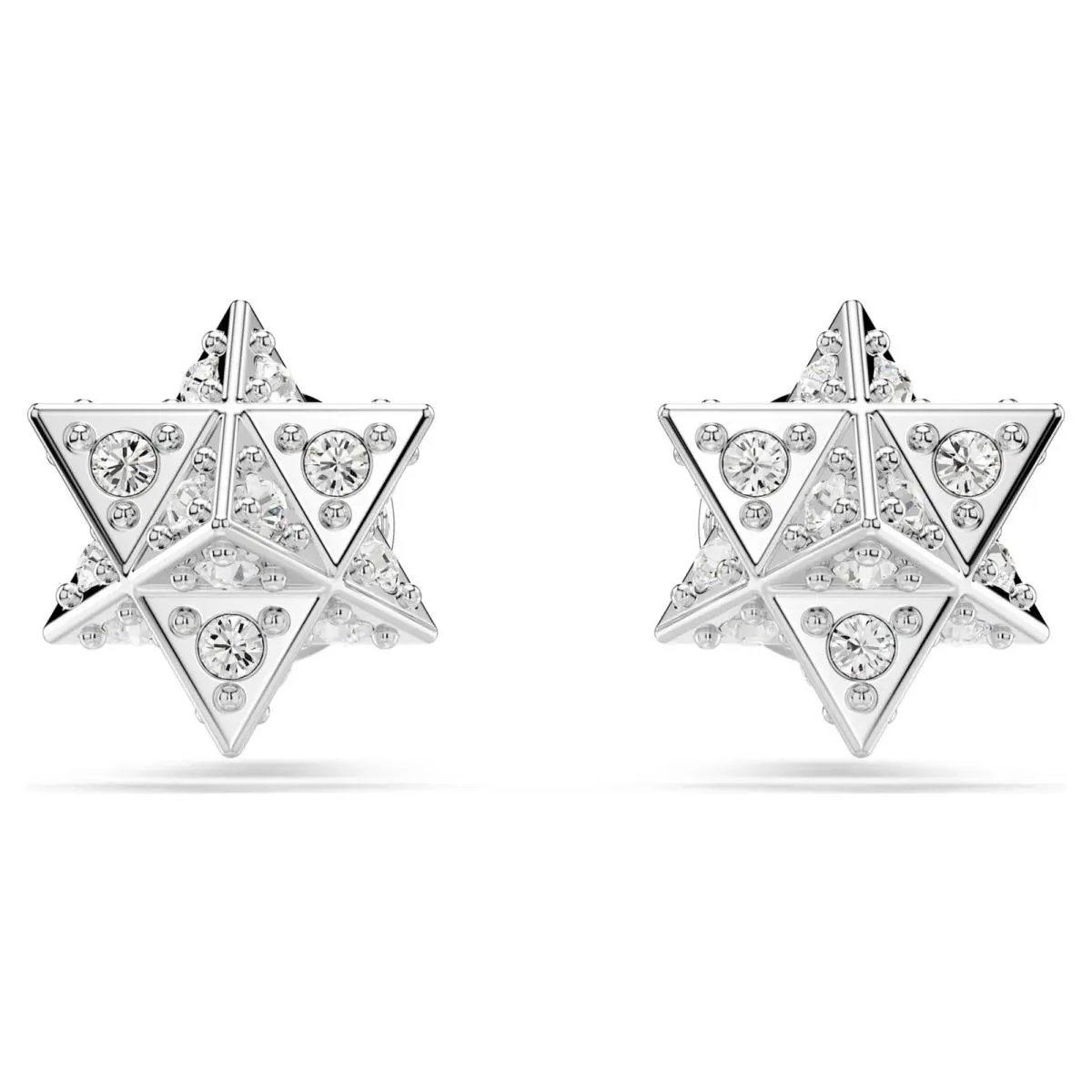 Dextera 5700322 Rhodium Plated White Crystal Star Stud Earrings Womens by Swarovski