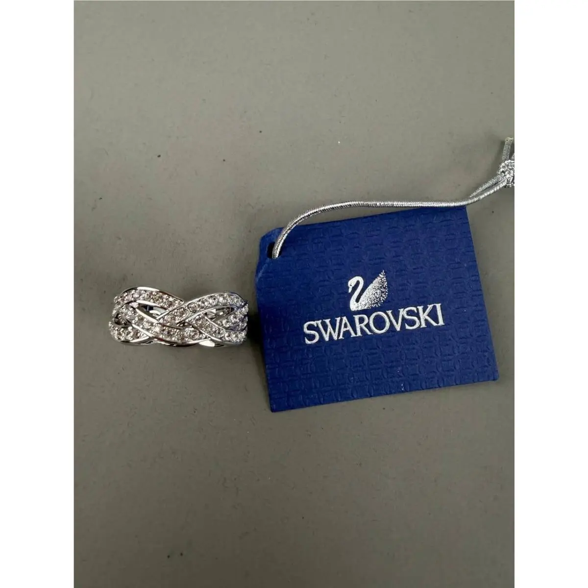 Womens Curled Ring 55 Infinity Rhodium Plated 5113786 US Size 7.25 by Swarovski
