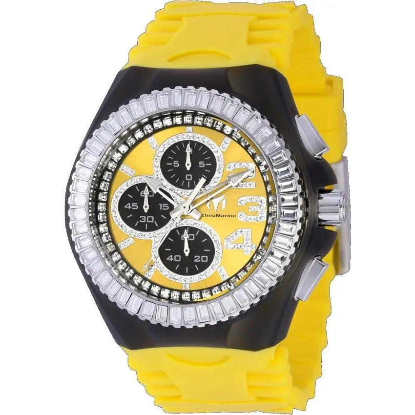 Technomarine Cruise Jellyfish Mens 45mm Yellow Crystals Chrono Watch TM-121184 by TechnoMarine
