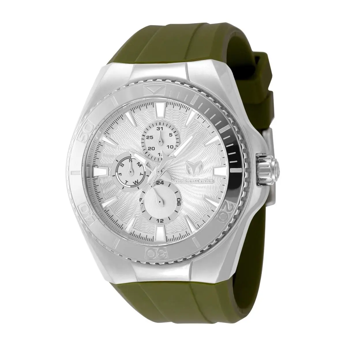 Technomarine Unisex Cruise 45mm Silver Watch Silver Dial Green Strap