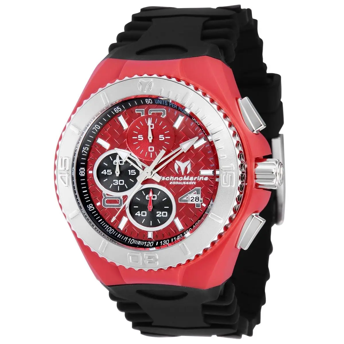 Technomarine TM-115113 Men`s Cruise Jellyfish Red Bezel Cover Black Strap 46mm - Dial: Red, Band: Black, Bezel: Black