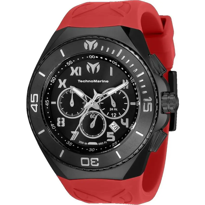 Technomarine Ocean Manta Men`s 48mm Burgundy Gunmetal Chrono Watch TM-220000 by TechnoMarine