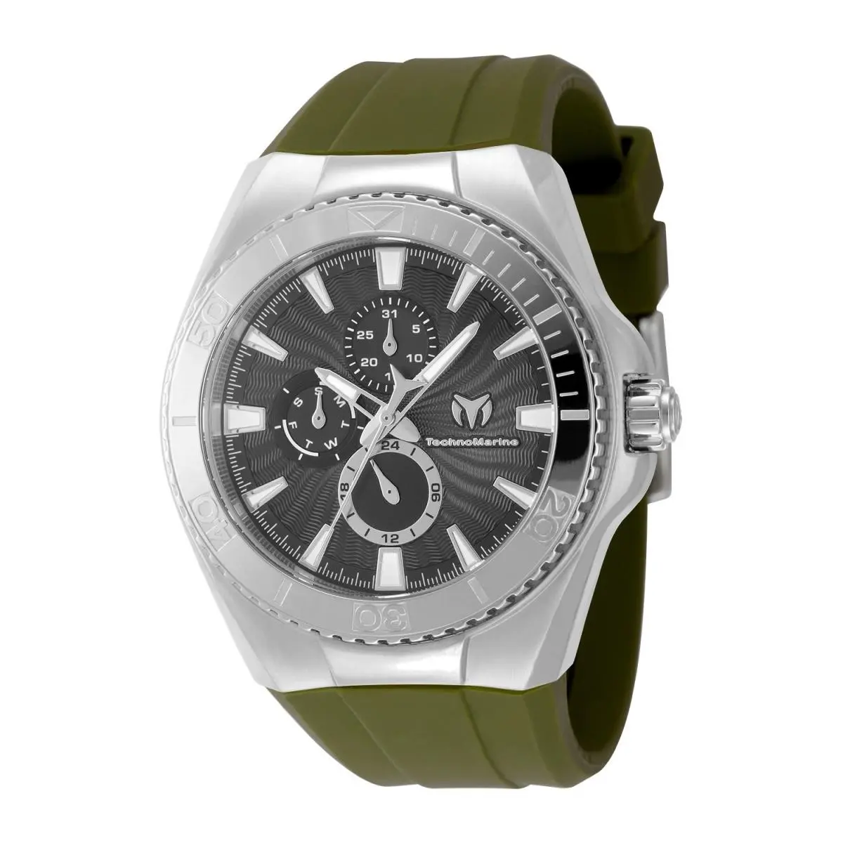 Technomarine Unisex Cruise 45mm Silver Watch Black Dial and Green Strap