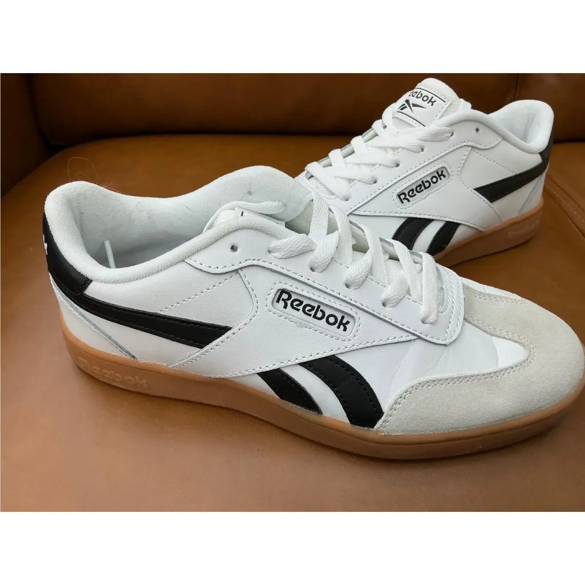 Reebok Club C Revenge Sneakers Mens White Black Gum Sole Low Top Shoes