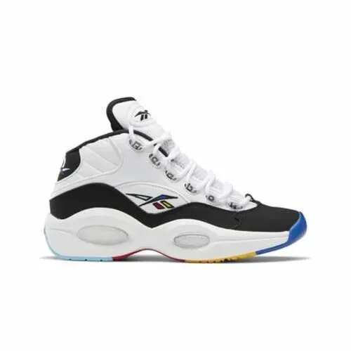 Reebok Men`s Question Mid Basketball Shoes White Black Red Size 8