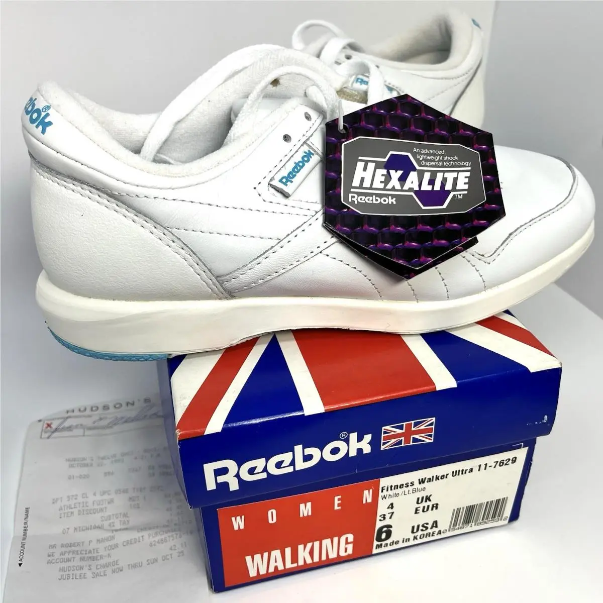 Vintage 1990`s Reebok Fitness Walker Ultra Hexalite Teal Logo Women’s 6 Box