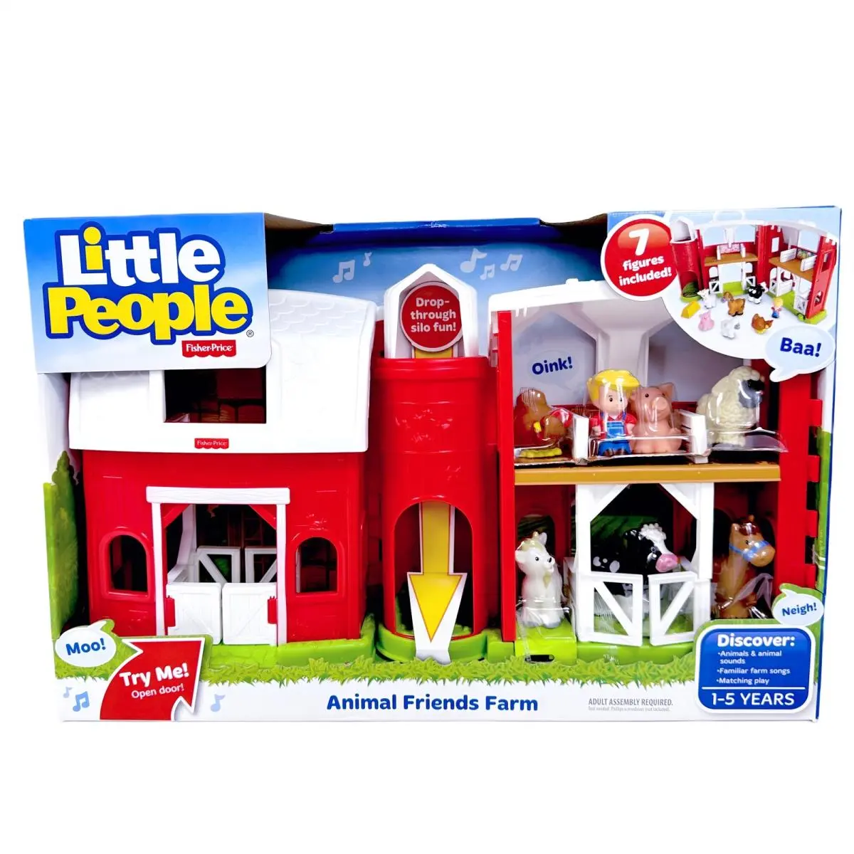 Little People Barn Farm Animals Playset Sounds 7 Figures 2015 Rare Toddler Toy