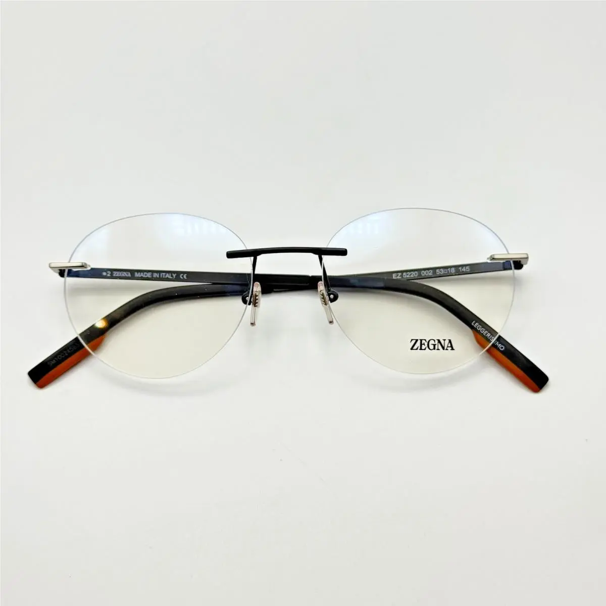Eyeglass Frames EZ5220 002 Matte Black Round Rimless 53-18-145 by Ermenegildo Zegna