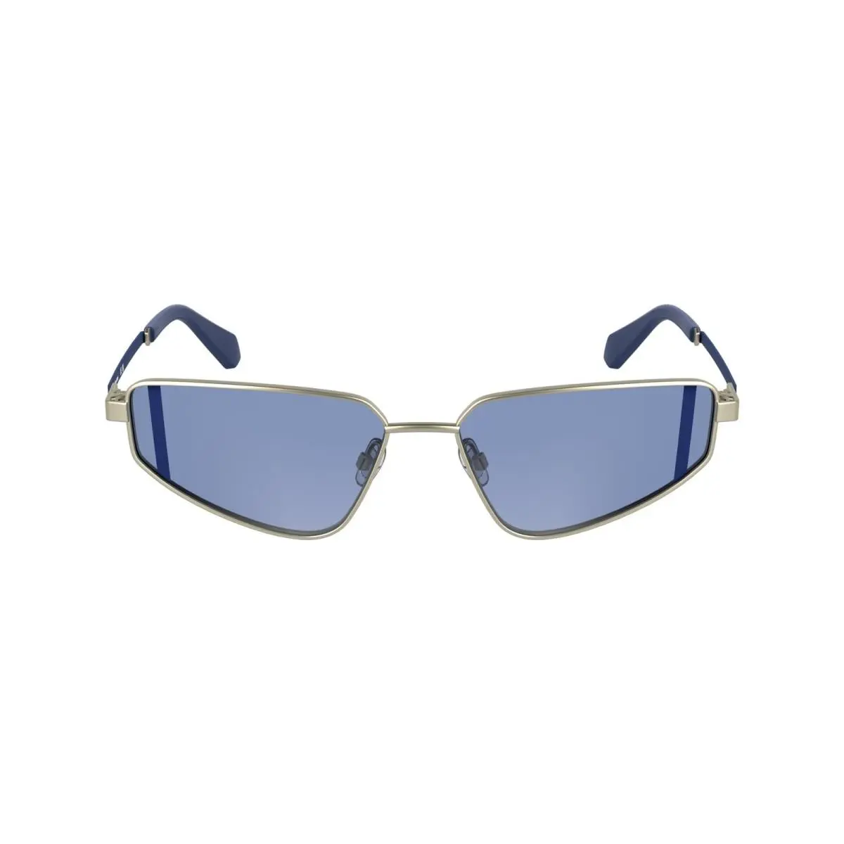 Women`s Sunglasses CKJ25200S - Matte Light Gold with Solid Blue Lens by Calvin Klein