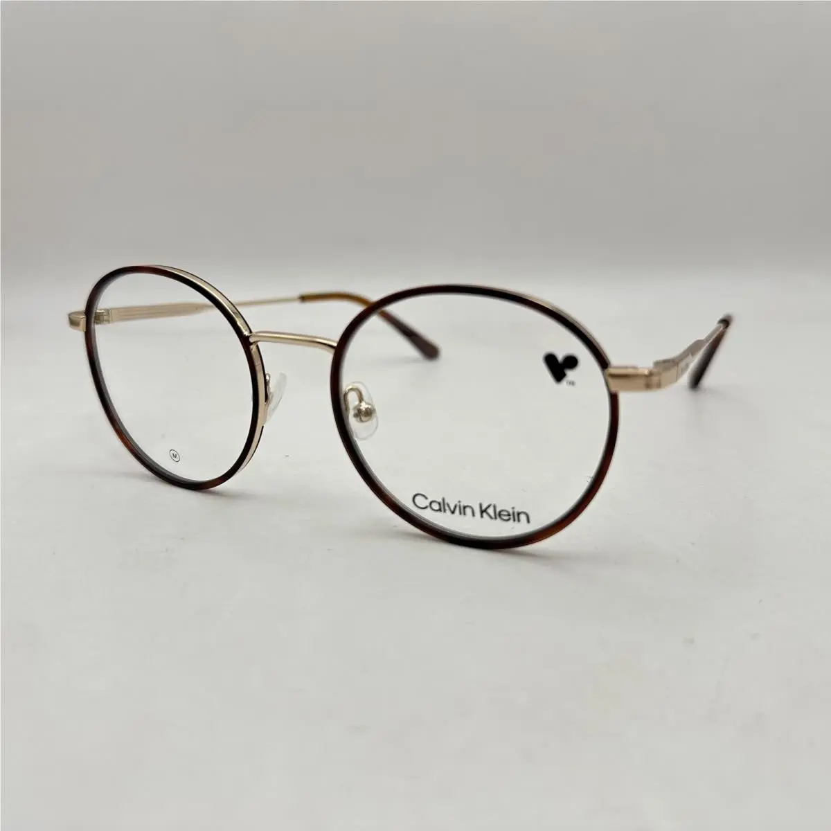 Unisex Thin Round Metal Full Rim Eyeglasses CK24114 Tortoise by Calvin Klein