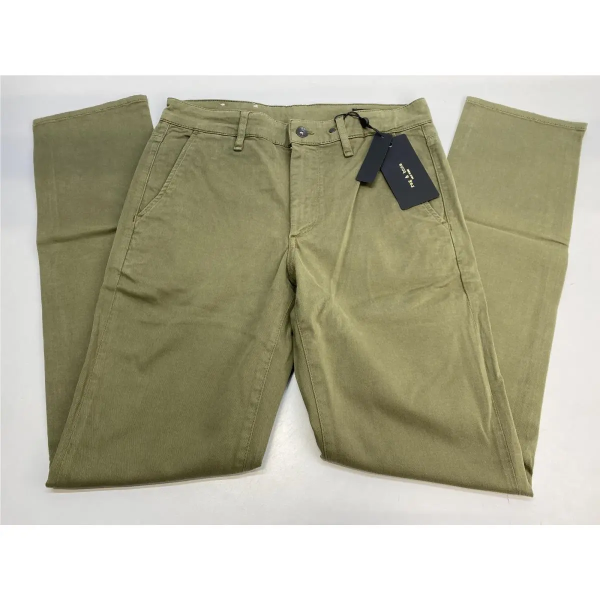 Rag Bone Mens Pant Dark Green Size 29 Fit 2 Stretch Slim Cotton Twill Chino