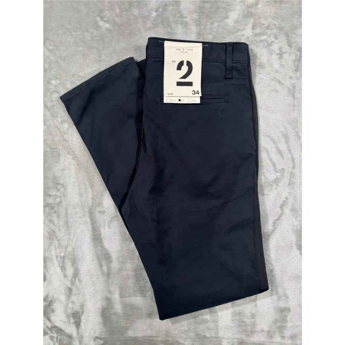 Rag Bone Fit 2 Slim Navy Blue Stretch Chino Casual Pants Mens 34x32