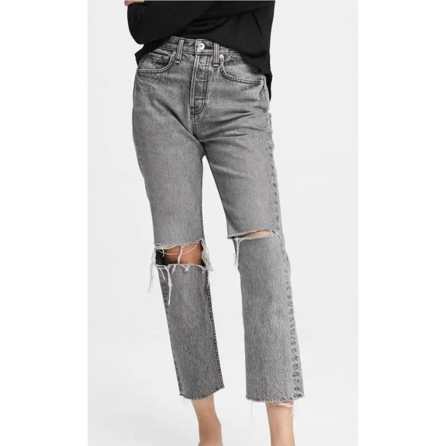 Rag Bone Maya High-rise Zeus Slim Fit Ankle Dark Grey Women`s Jeans SZ 32