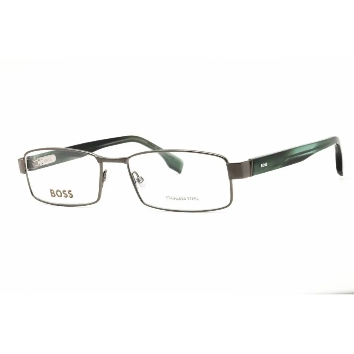 Hugo Boss Men`s Eyeglasses Dark Ruthenium/green Full Rim Frame Boss 1519 0ASR