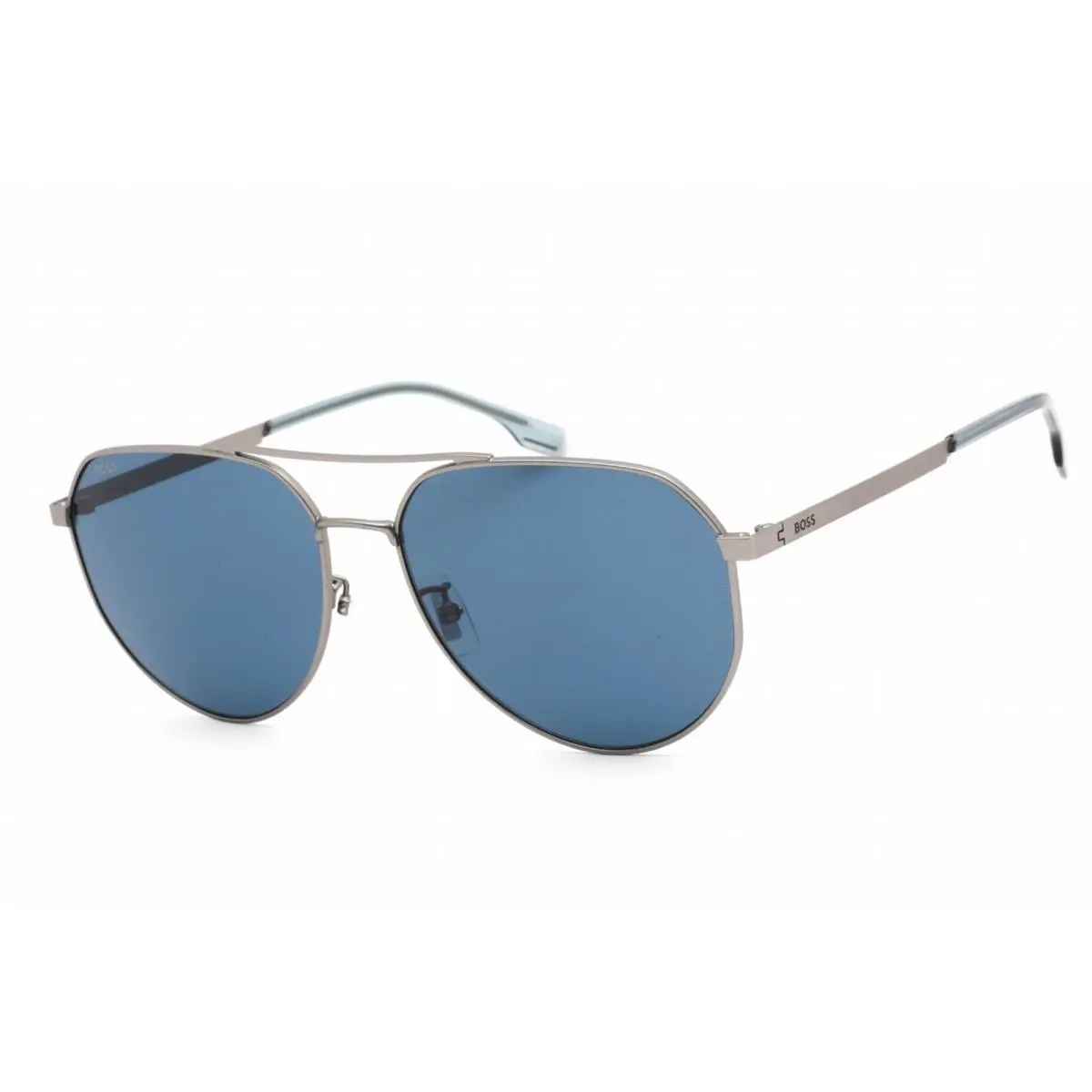 Hugo Boss Men`s Sunglasses Blue Lens Matte Ruthenium Frame Boss 1473/F/SK 0R81