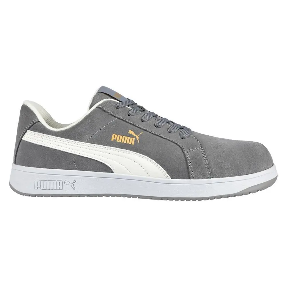 Men`s  Safety Suede Iconic Low Composite Toe Static Dissipative Work Boots Gray / White by Puma