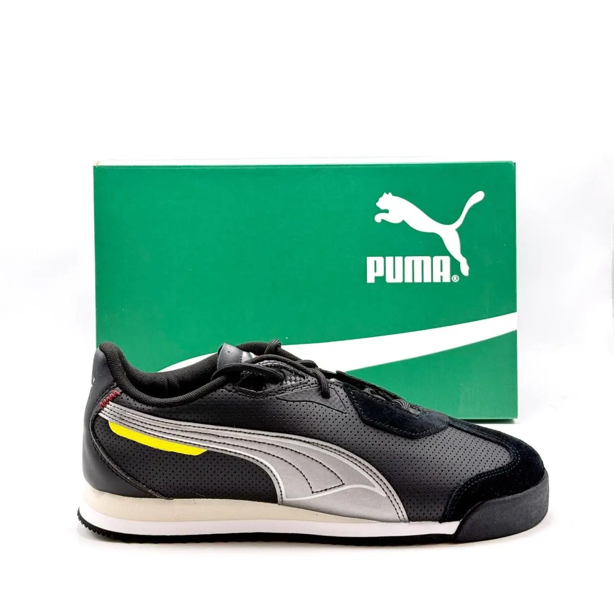 Men Puma Roma Suede X Scuderia Ferrari `black Aged Silver` 308909 01
