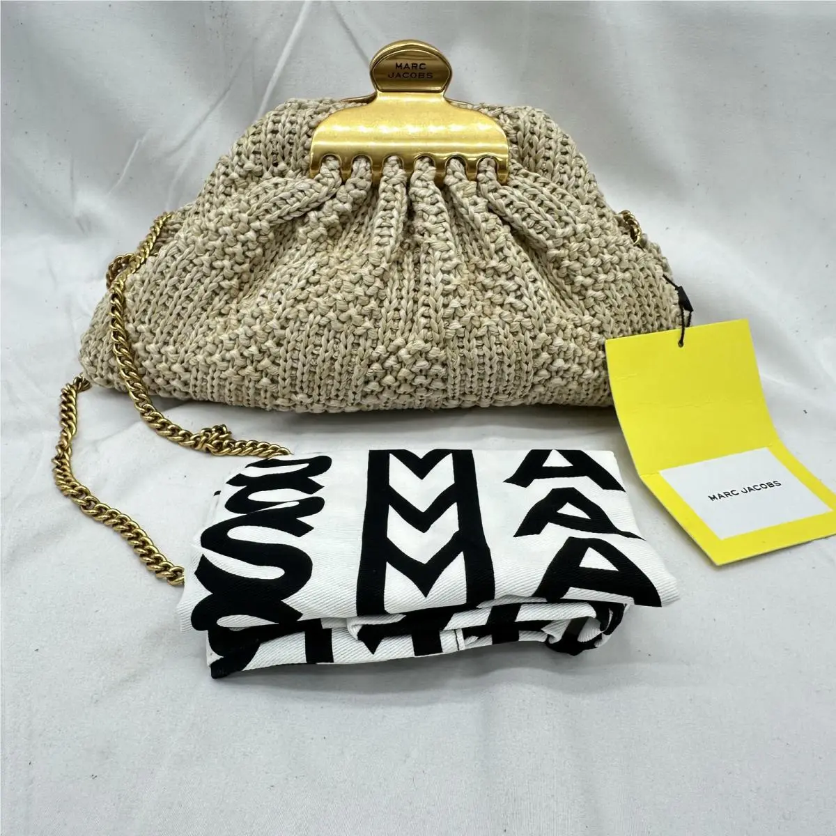Marc Jacobs Womens The Summer Glam Small Knit Woven Clutch Natural