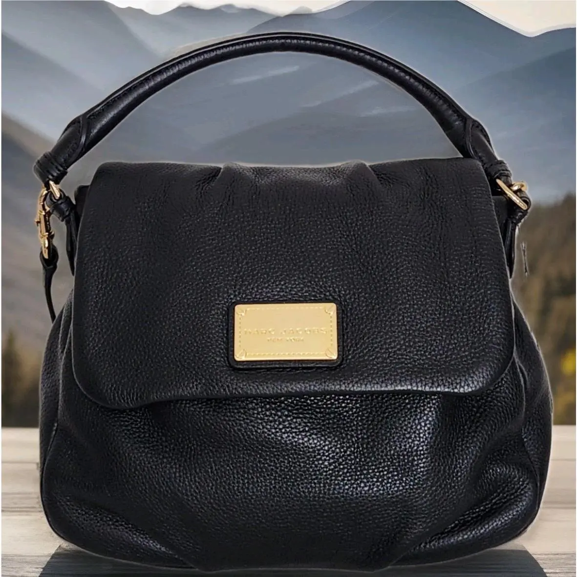 Marc Jacobs Lil Ukita Black Leather Crossbody Top Handle Shoulder Bag