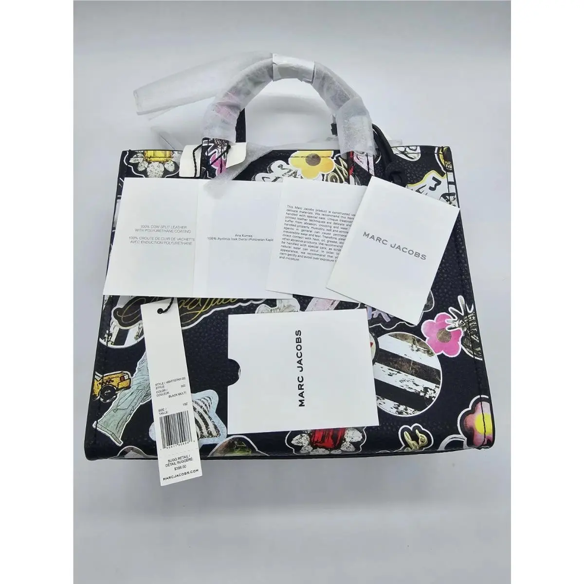 Marc Jacobs Leather Sticker Mini Grind Satchel Bag Black Limited MK026075