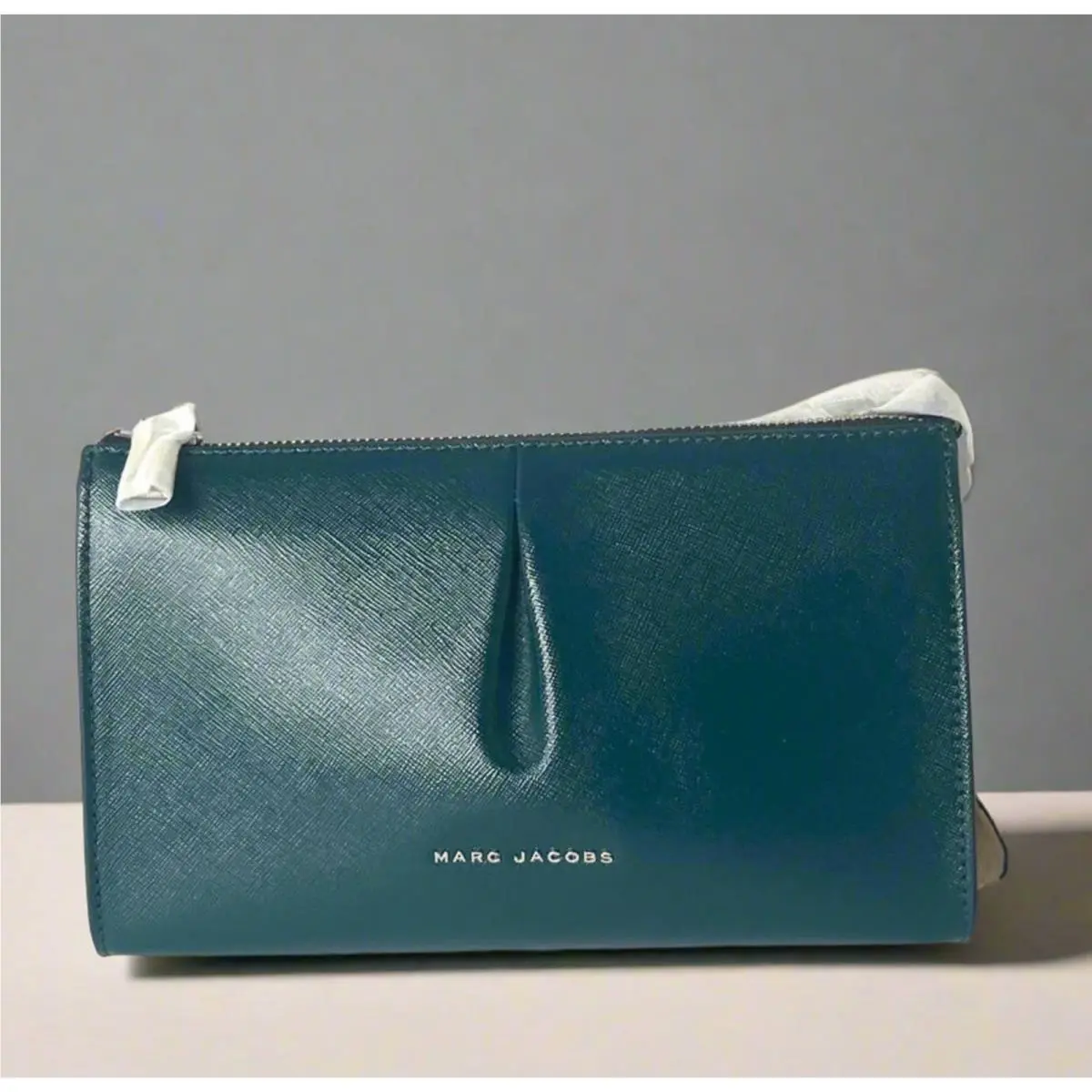 Marc Jacobs Colorblock Crossbody Clutch Green Silver Saffiano Leather Bag