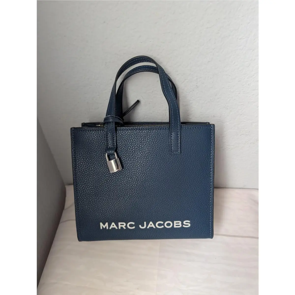 Marc Jacobs Mini Bold Grind Pebbled Leather Satchel Crossbody In Azure Blue