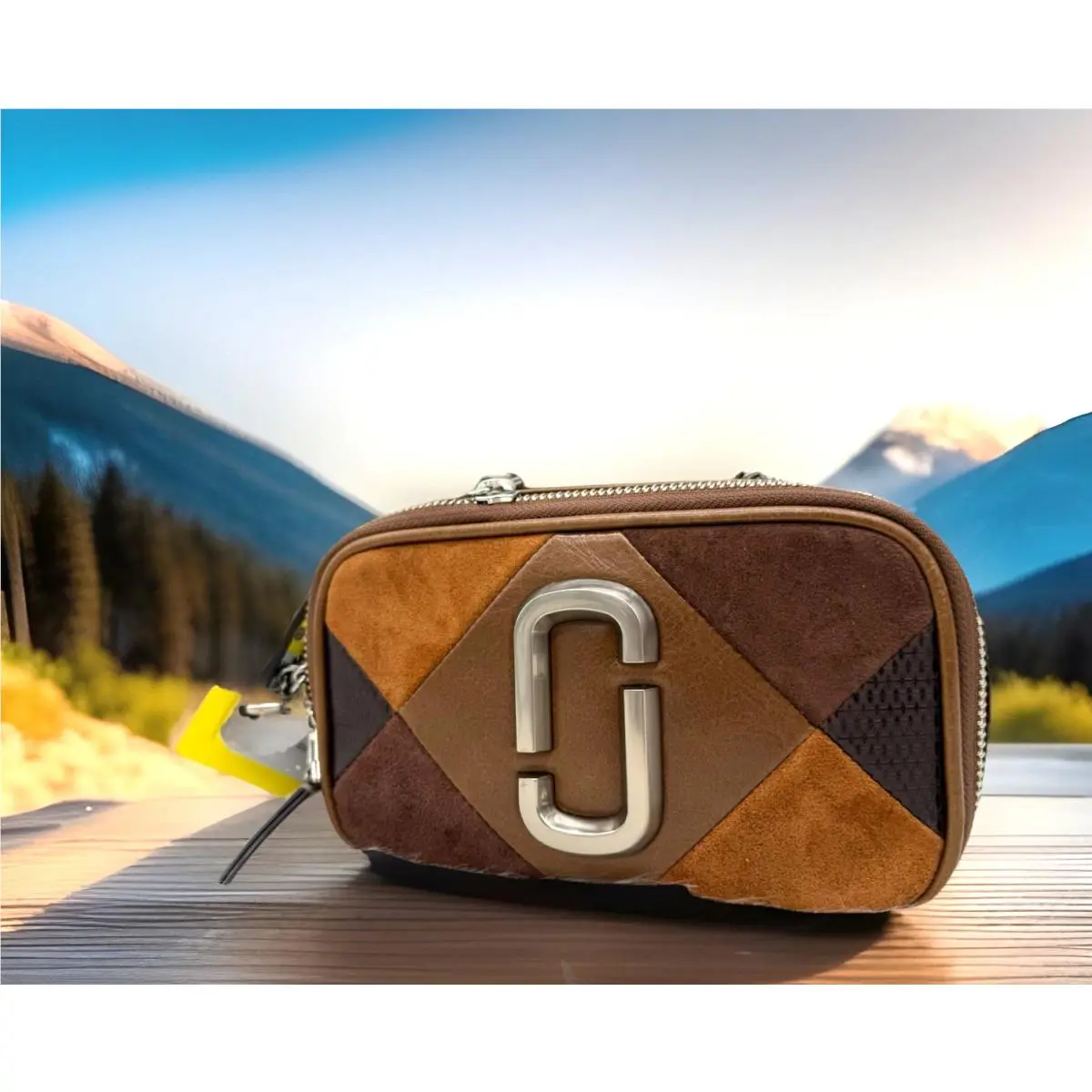 Marc Jacobs The Suede Patchwork Softshot Crossbody Bag In Brown /multi