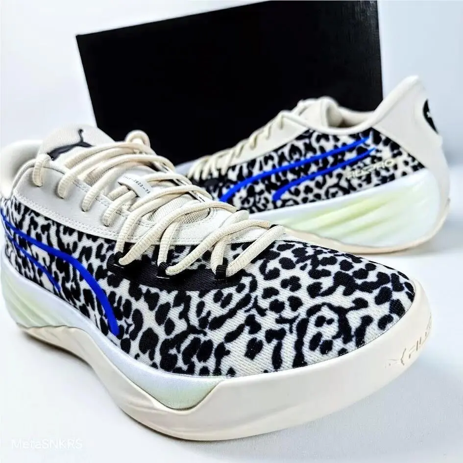 Puma US 14 Men`s White Black Orange Blue Basketball All Pro Nitro 379141 01