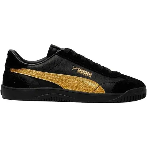 Puma Club 5V5 Glitter Lace Up Womens Black Sneakers Casual Shoes Sz 7