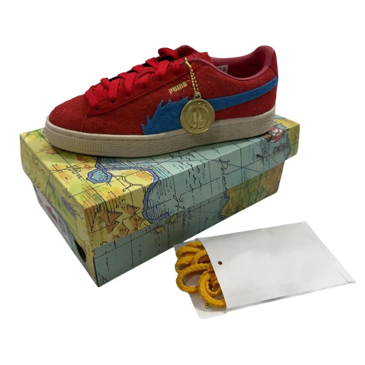 Kids  One Piece Anime Suede Buggy GS Red Blue White 396648-01 Sz 4 by Puma