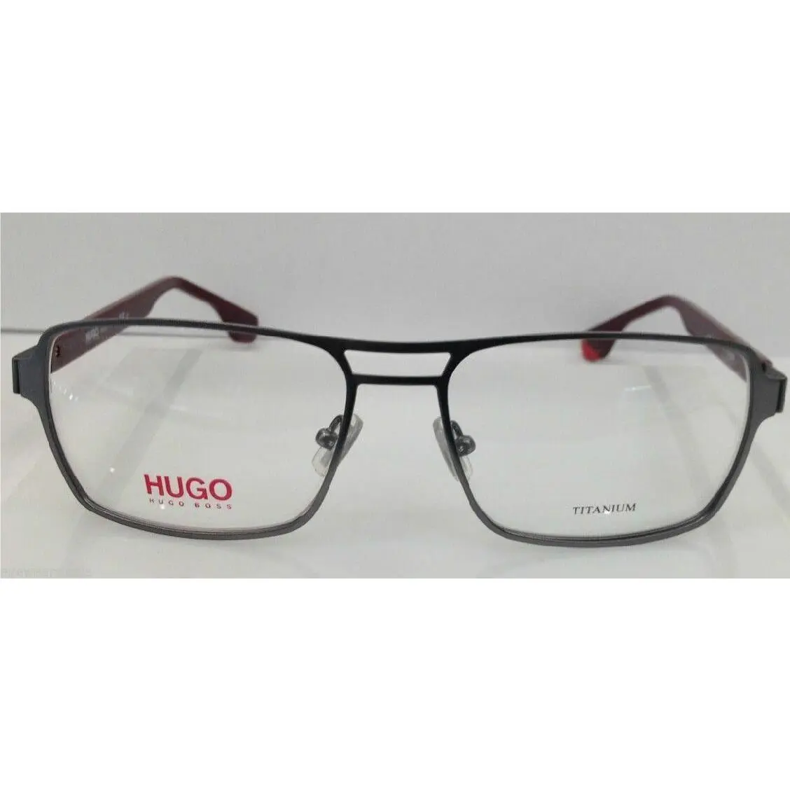 Hugo Boss Red 0092 3S3 Brushed Gunmetal Titanium Eyeglasses Frame 55-16-145