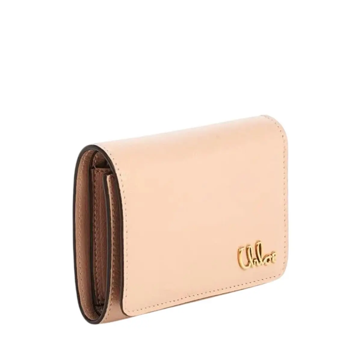 Chloe Iconic Leather Trifold Wallet in Earthy Pink