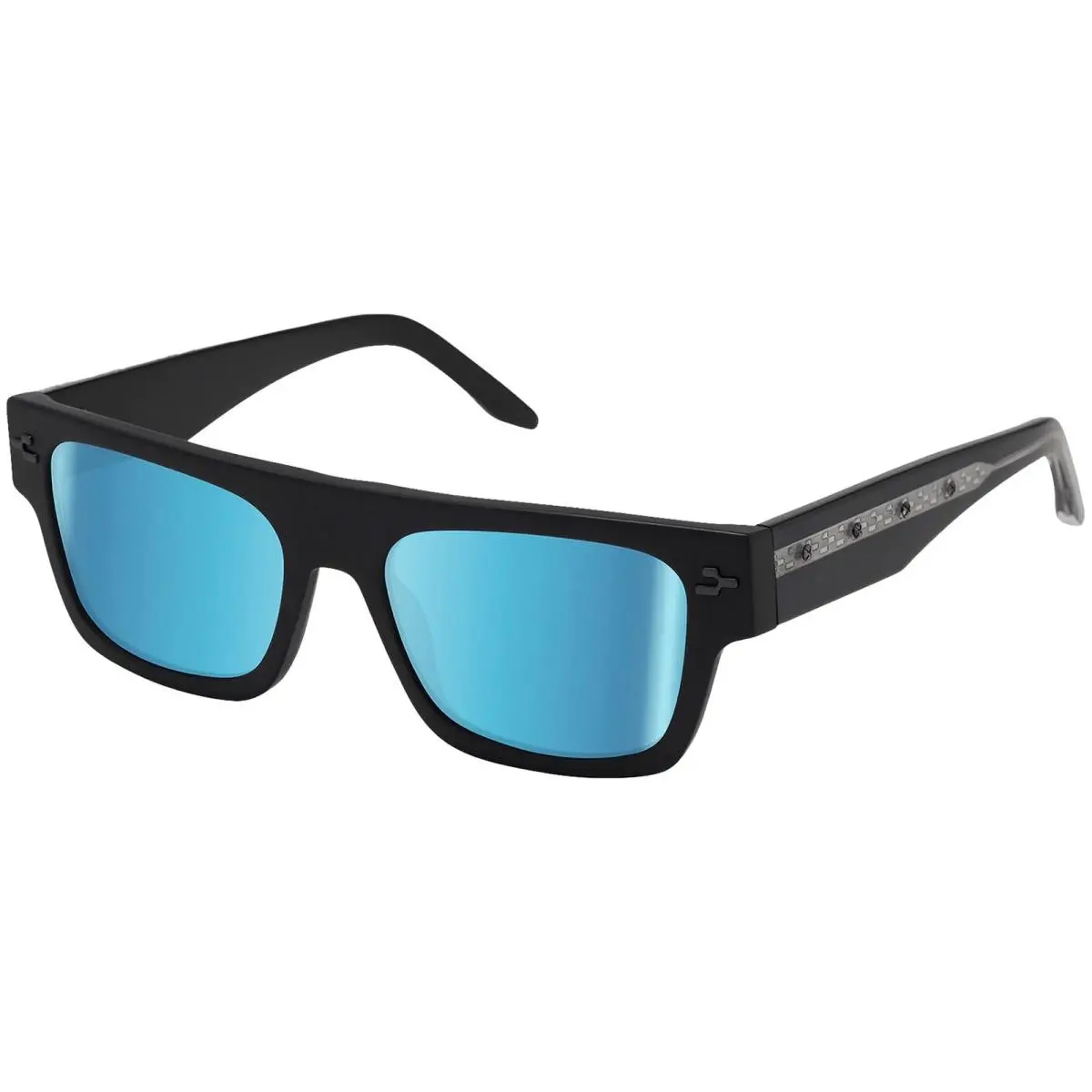 Nrgy by J Balvin Kepler Polarized Flat Top Rectangle Sunglasses Matte Black/Blue Water (11BL) by Revo