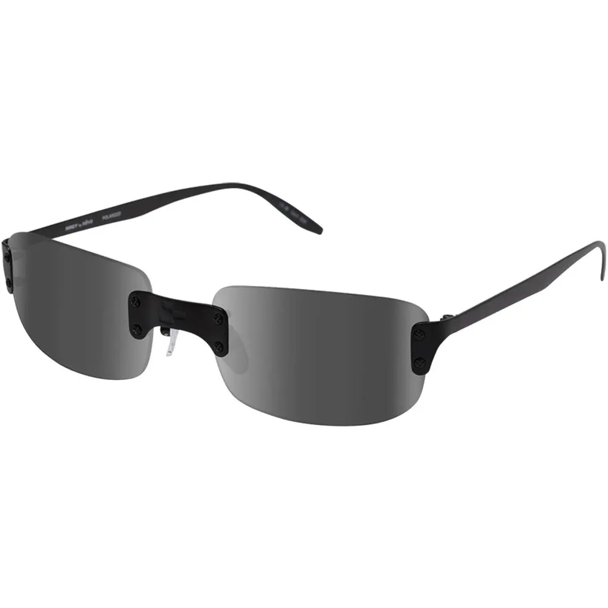 Nrgy by J Balvin Luna 2 Polarized Rimless Rectangle Sunglasses Satin Black/Graphite (01GY) by Revo