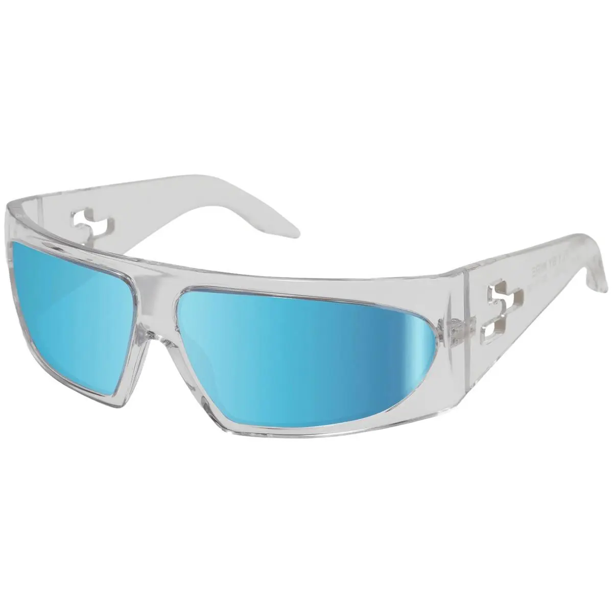 Nrgy by J Balvin Fly By Wire Polarized Wrap Sunglasses Crystal/Blue Water (09BL) by Revo