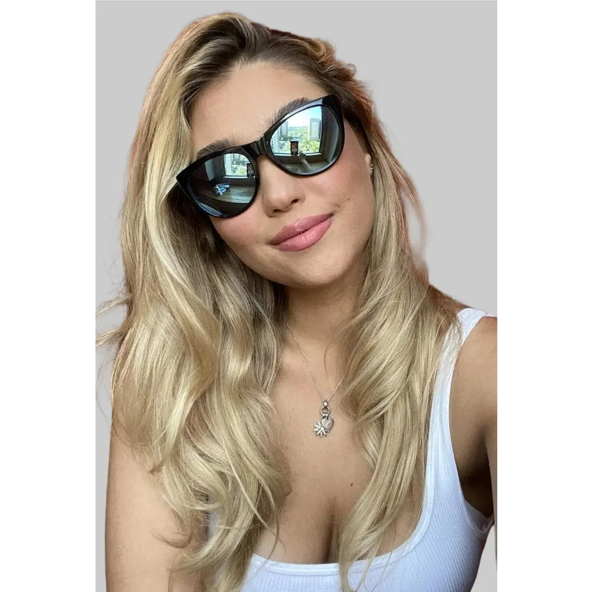 Polarized Revo RE103799 Black Cat Eye Blue Mirrored Women`s Sunglasses