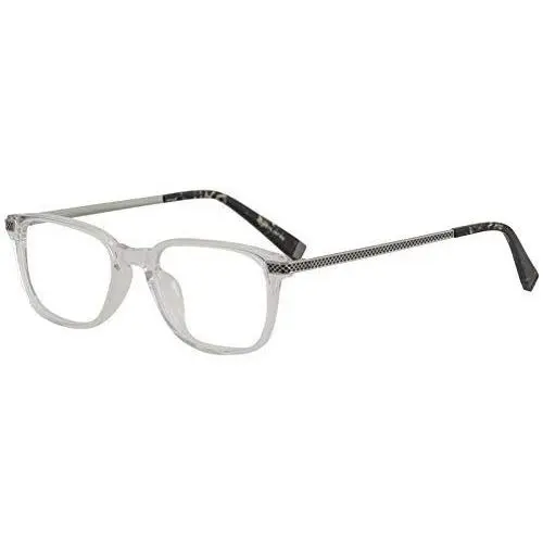 Unisex Designer Eyeglasses V348 in Crystal Clear Silver Black 49mm by John Varvatos