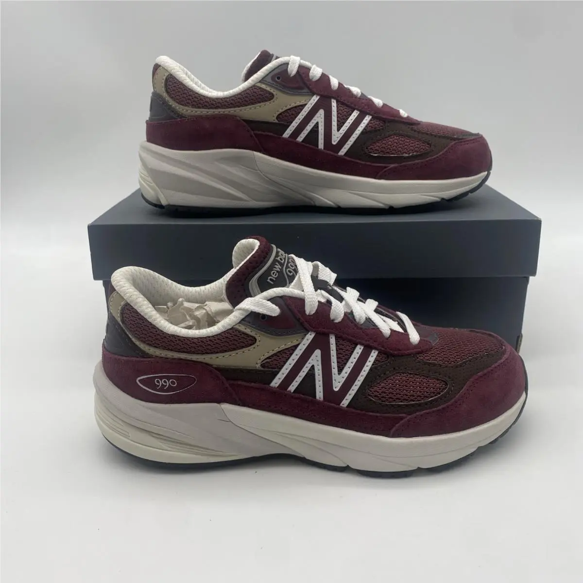 New Balance 990 V6 Purple Brown Kids Sneakers PC990BT6 - SZ 2 Y