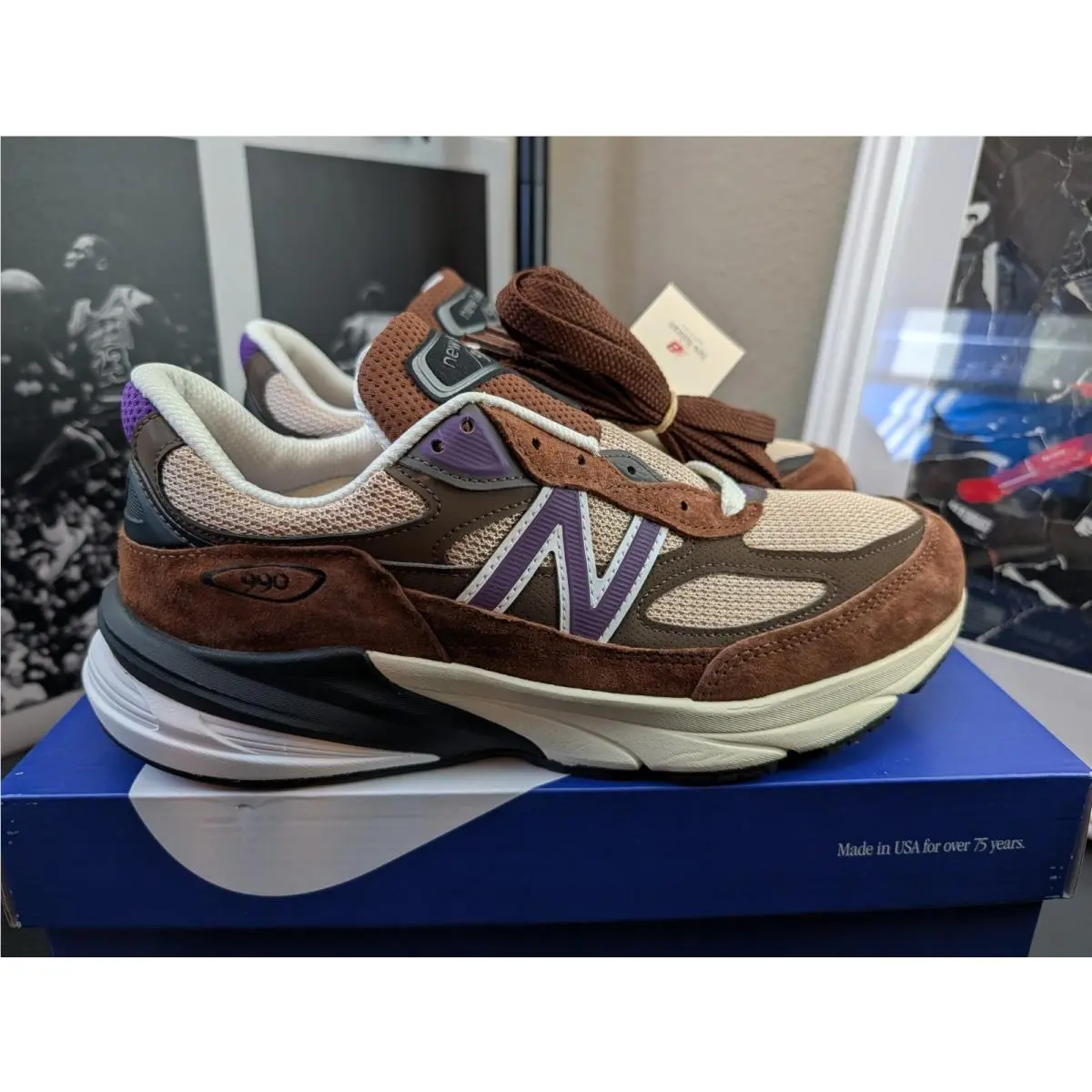 New Balance Men`s 990v6 Made in Usa Size 10 Rich Oak Cosmic Grape U990OP6