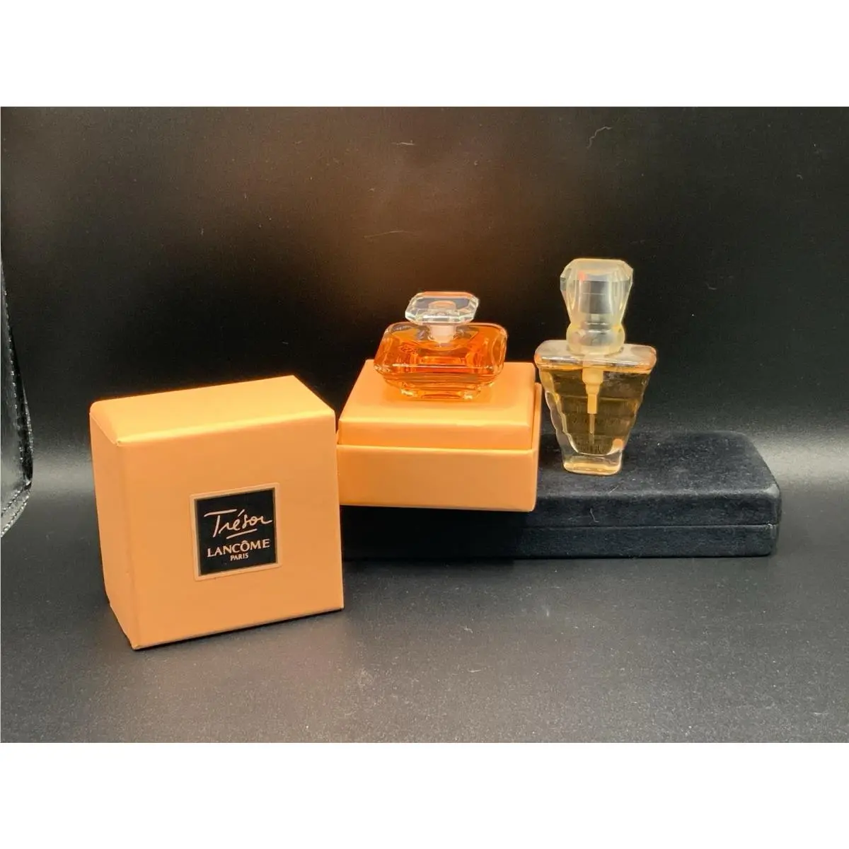 2pc Lot 90s Vintage 1/4 oz Parfum Pure Perfume 0.25 Lancome Mini Tresor Edp